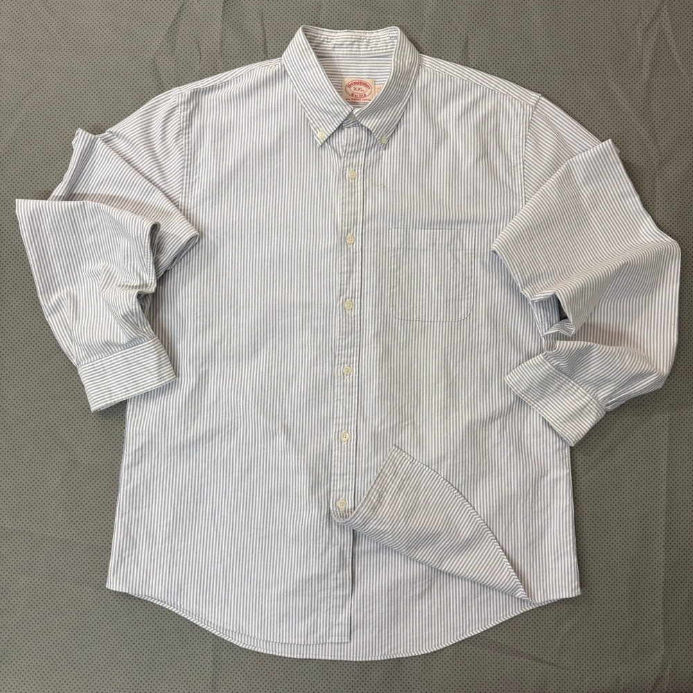 Brooks Brothers Button Down Men XXL Blue White Stripe OCBD Oxford Shirt Classic